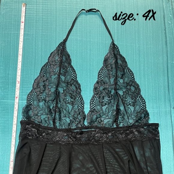 *NEW* Sexy Lace Lingerie QUEEN WOMAN PLUS 1X 2X 3X 4X 5X Halter Chemise Thong - Picture 11 of 16